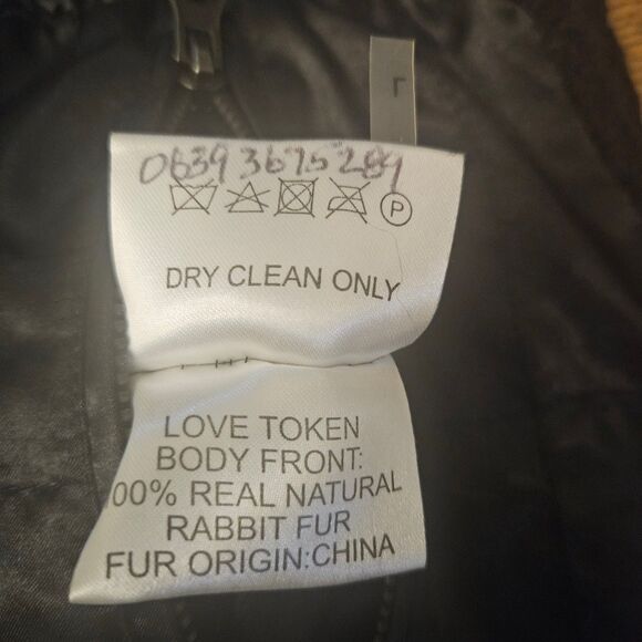 Love Token Hip Legnth Rabbit Fur Reversable Women's Size Large with Pockets - Picture 6 of 9